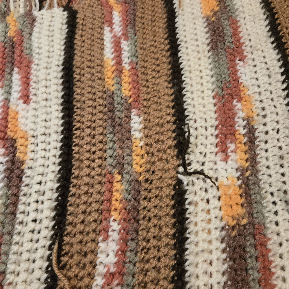 Multicolor Striped Knit/Crochet Throw‎ Soft